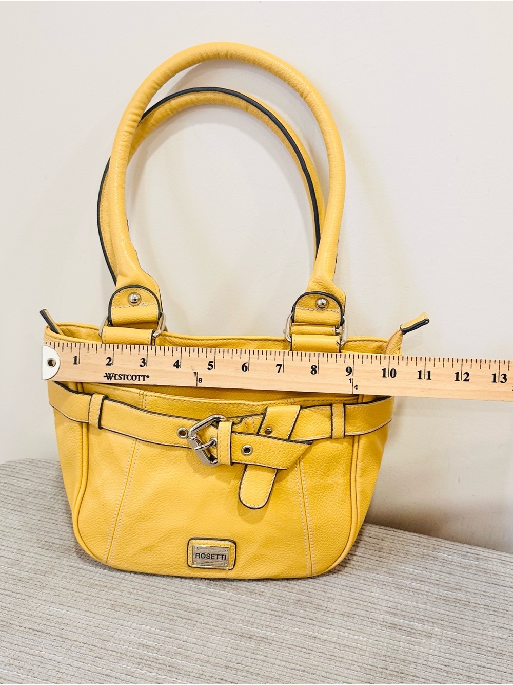 Rosetti Yellow Faux Leather Shoulder Bag Purse Buckle Accent Y2K Style - Picture 2 of 14